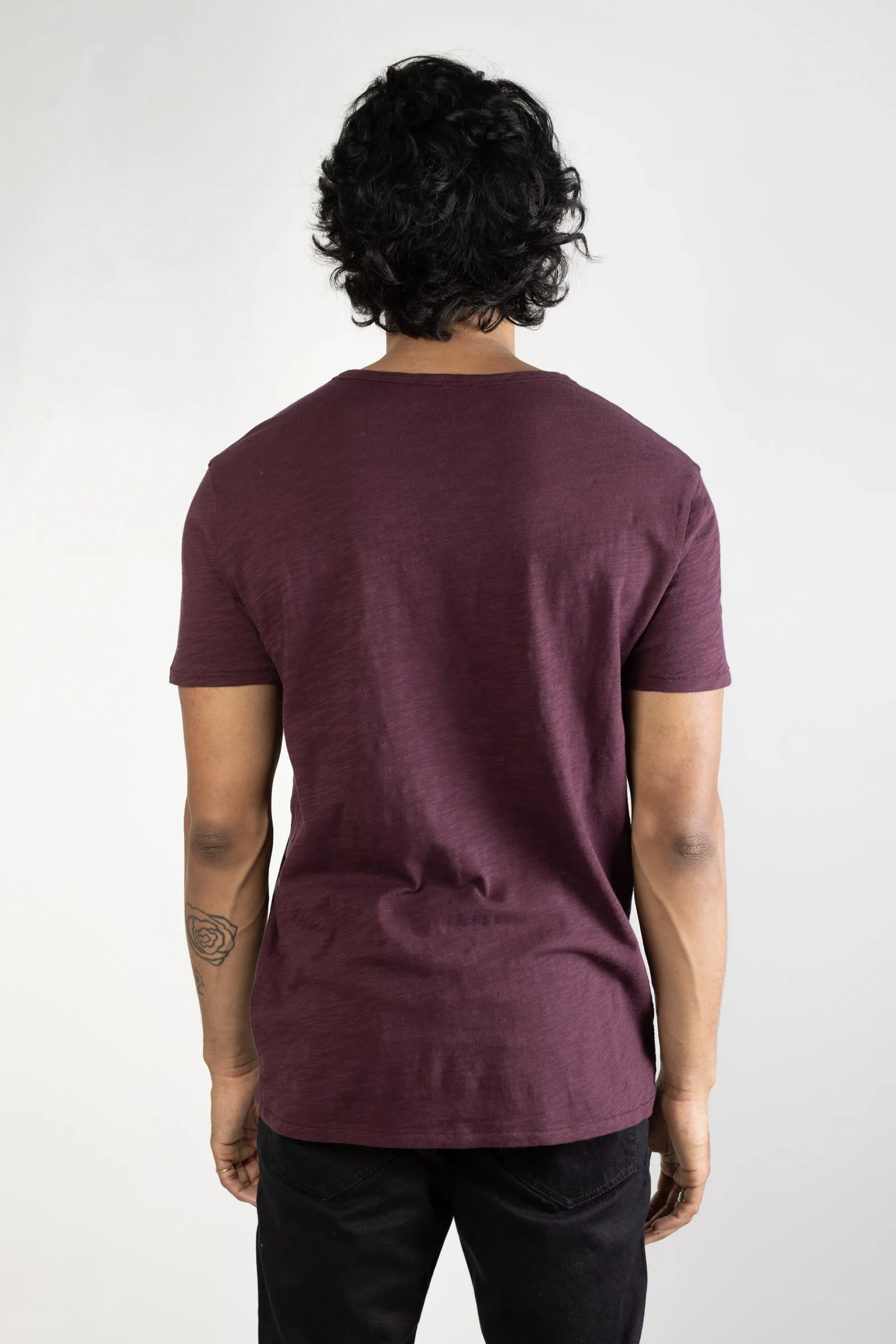 NS2138-6 Slub Jersey Crew in Burgundy