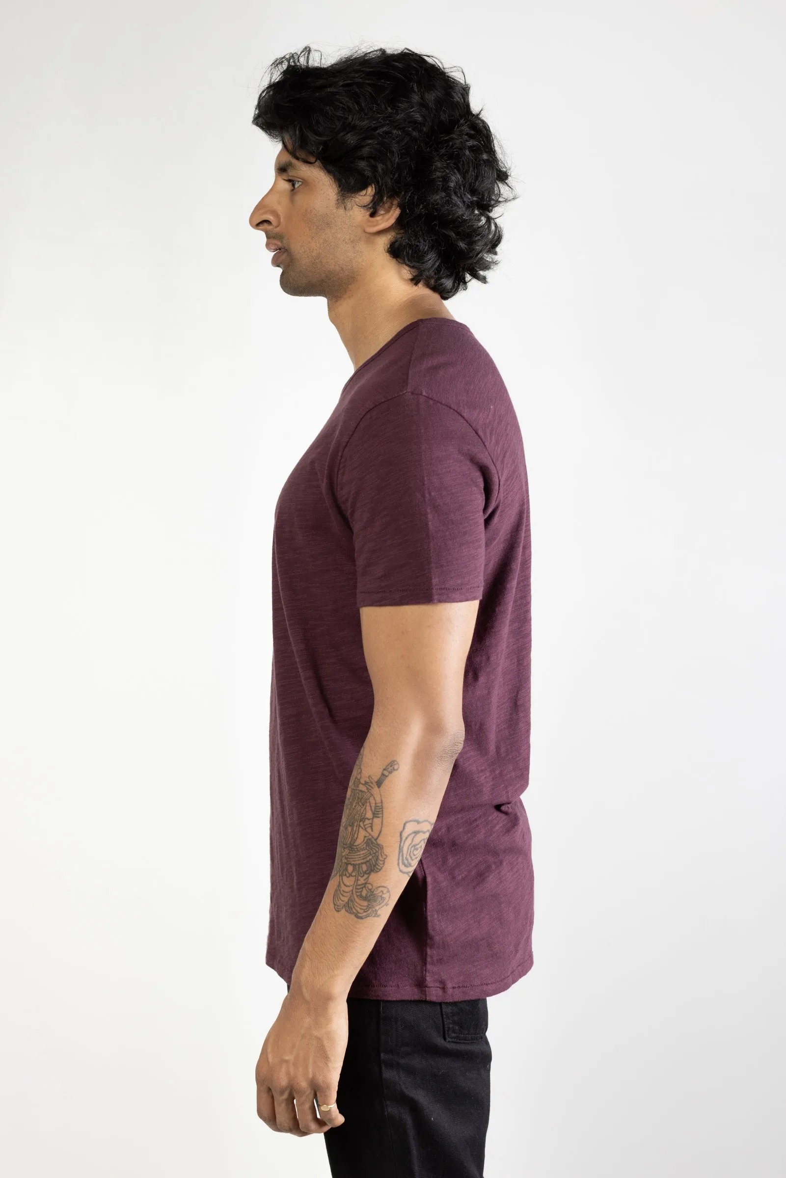 NS2138-6 Slub Jersey Crew in Burgundy