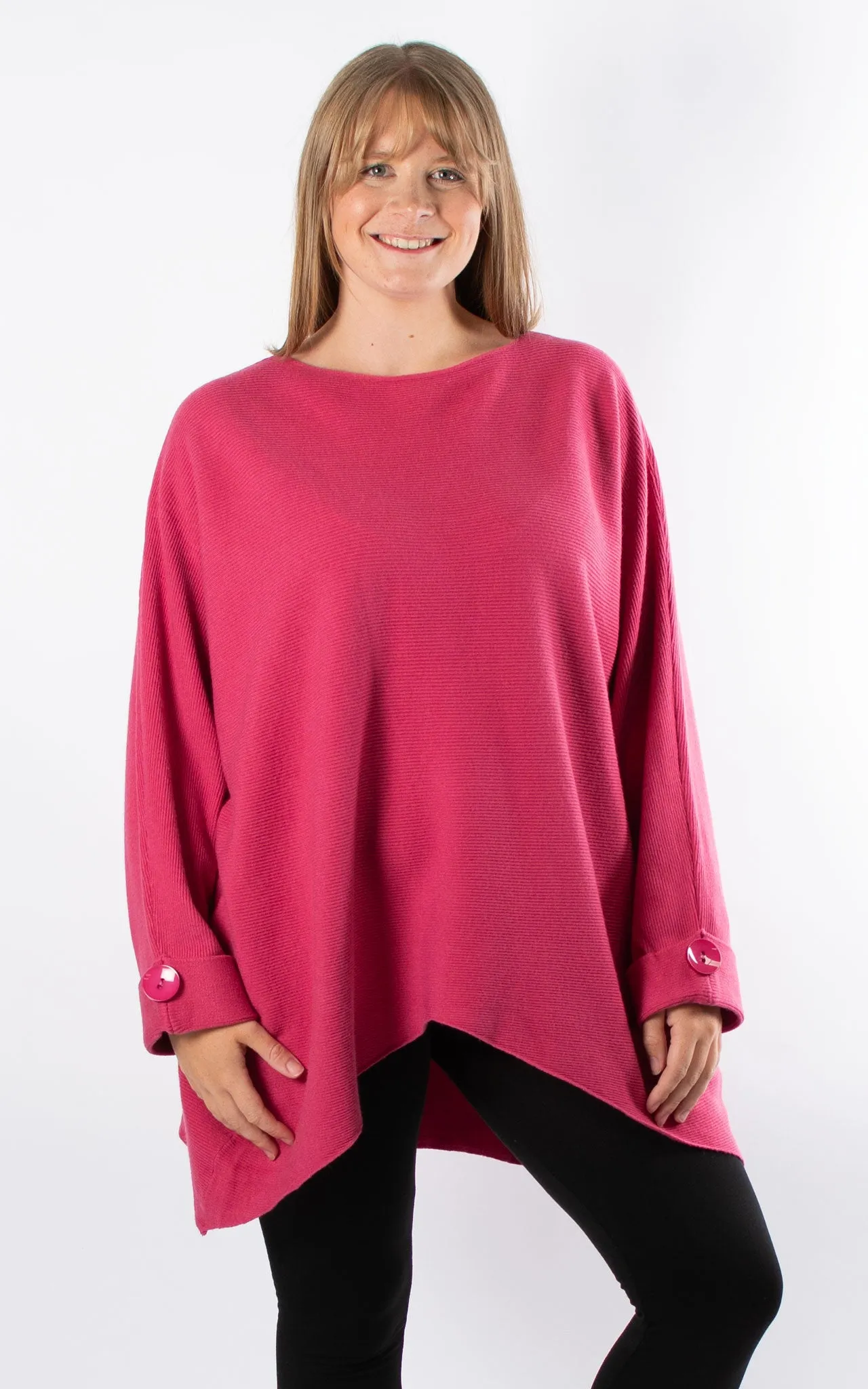 Oversized Ribbed Hi-Lo Jumper | Raspberry