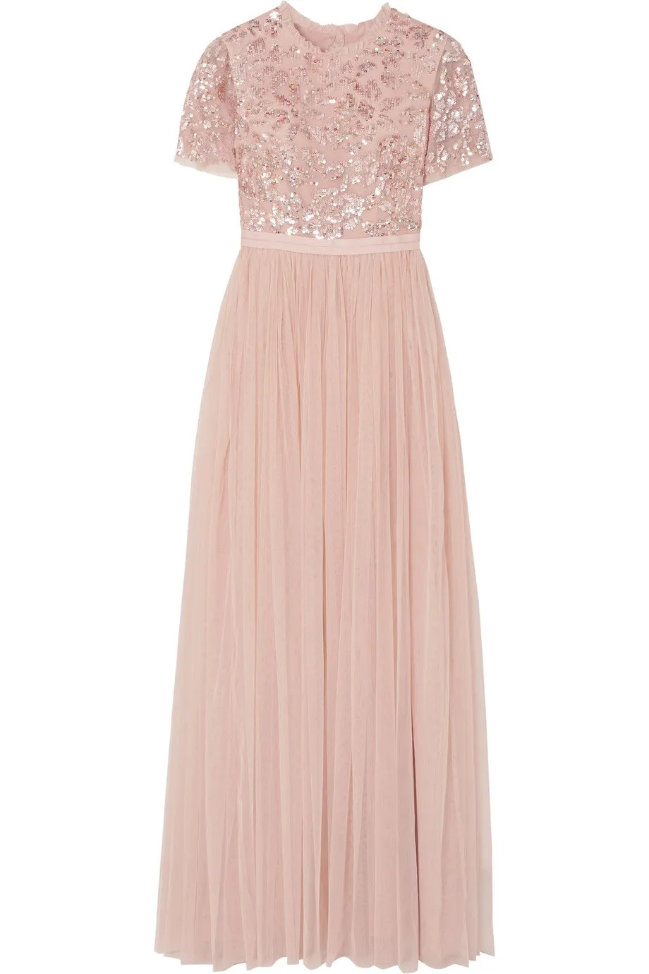 Pink Dream Rose Tonal Sequins Open Back Gown