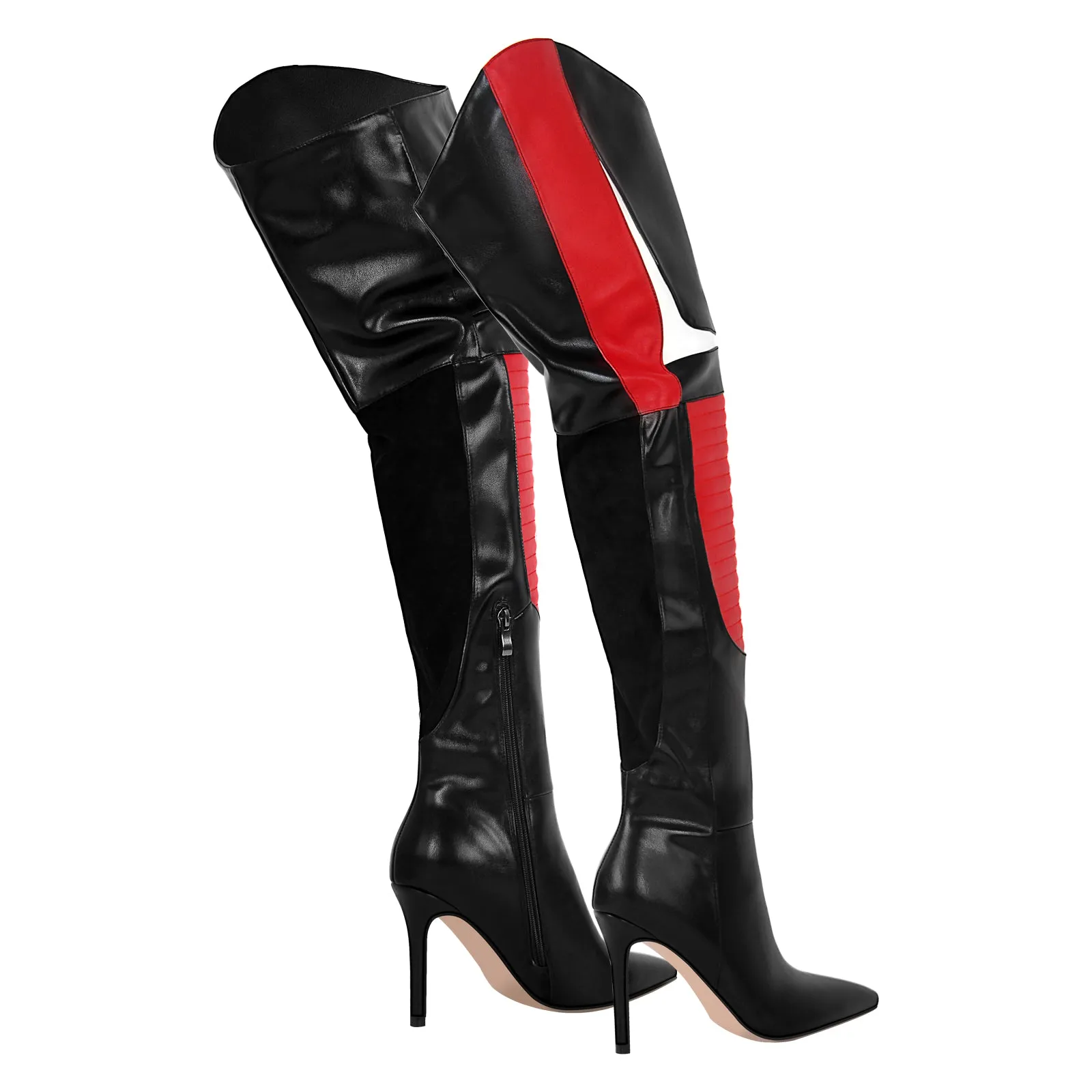 Pointed Toe Color-coordinated Stiletto Over the Knee Boots