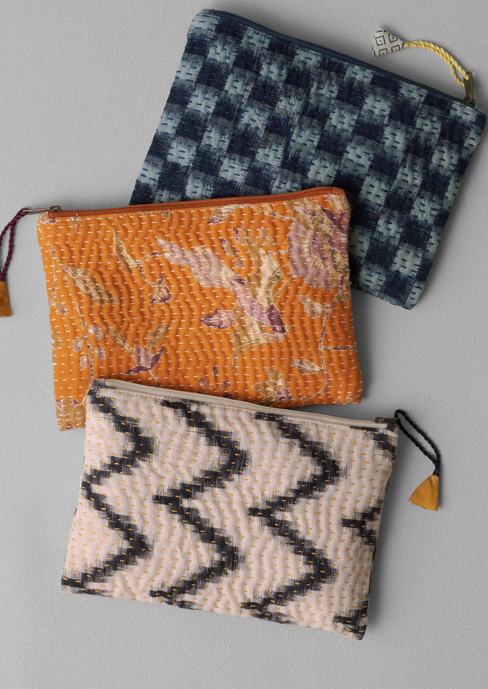 Remnant Fabric Kantha Pouch | Oranges