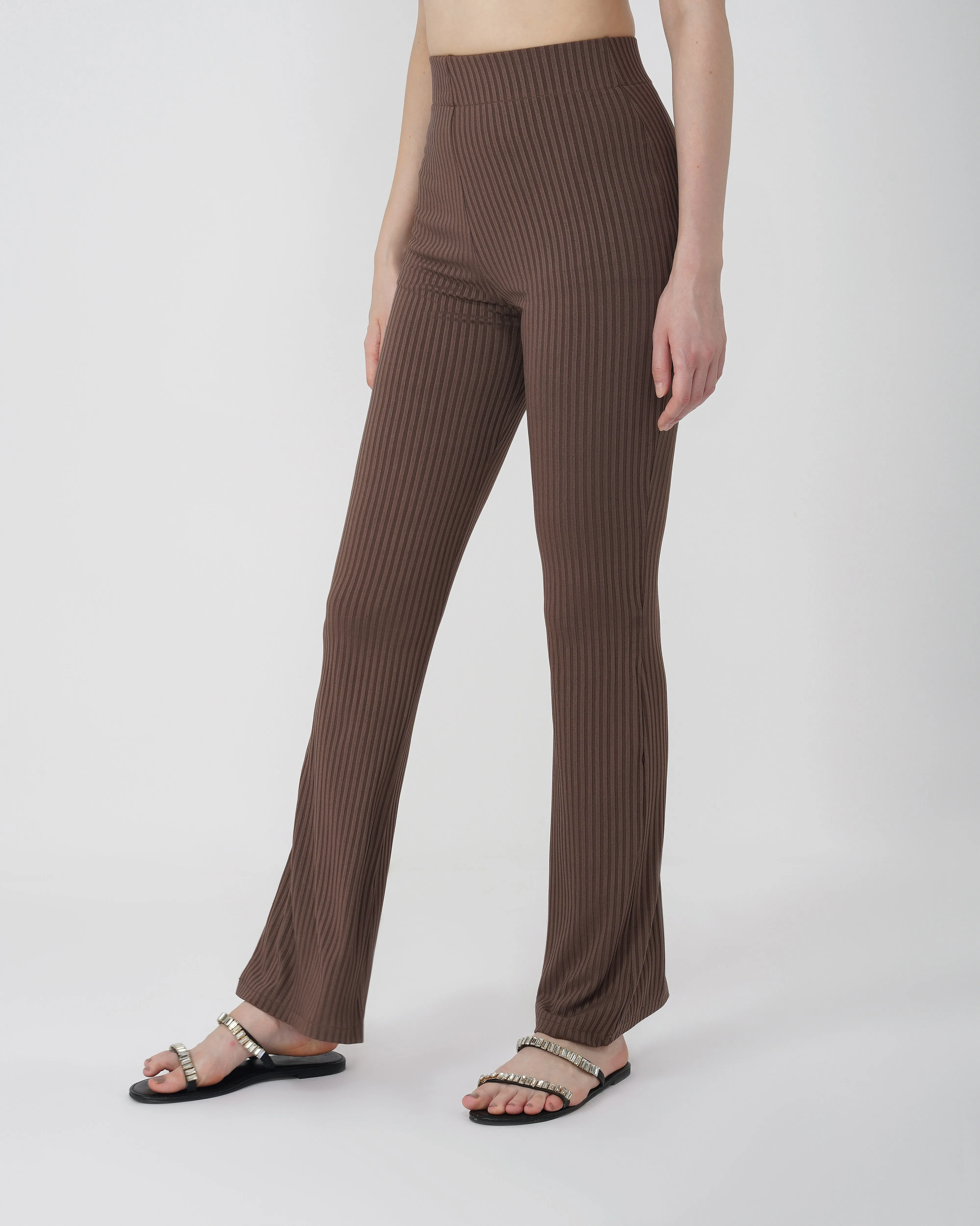 RIBBED FLARED TROUSER