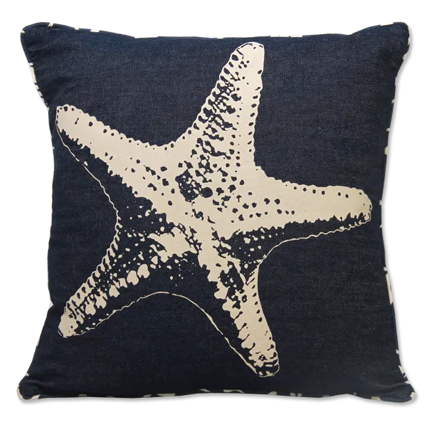 Starfish Indigo Denim Cushion Cover, Small