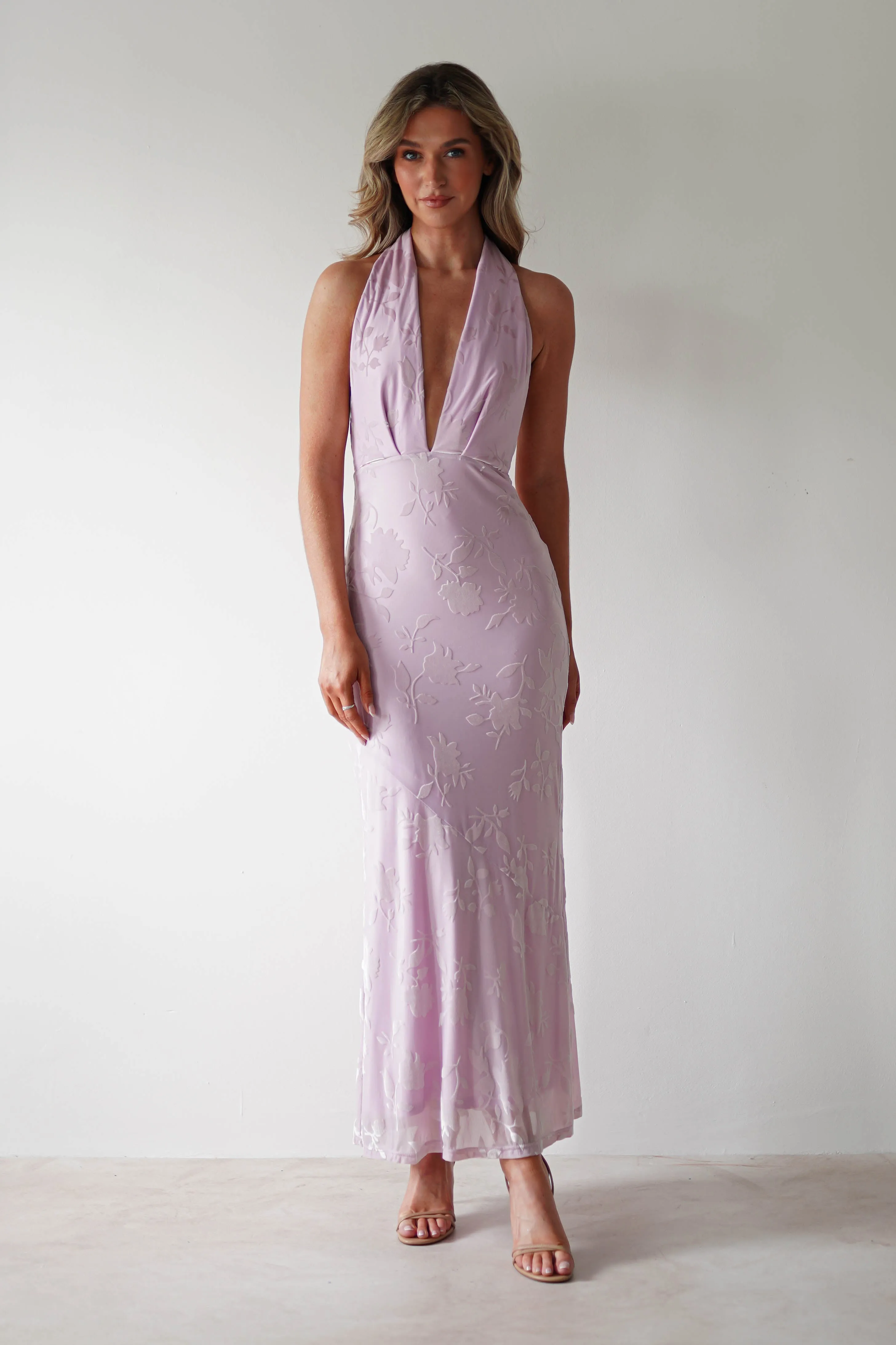 Tara Floral Jacquard Maxi Dress | Light Lilac