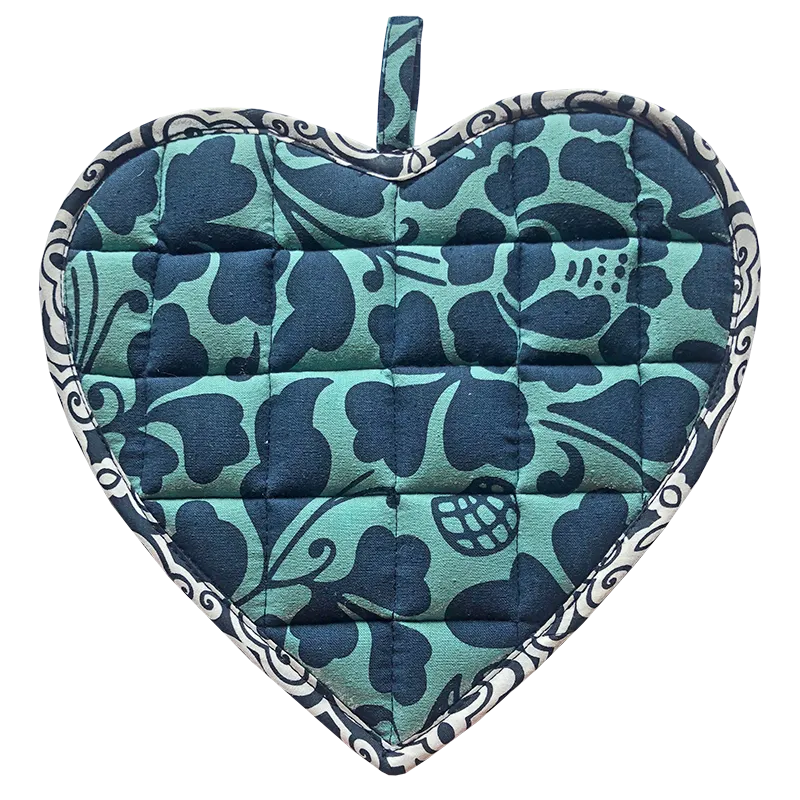 Teal Indigo Sweetheart Pot Holder