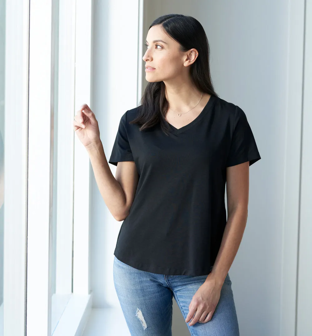 Threshold V-Neck T-Shirt Petite Fit - Onyx Black