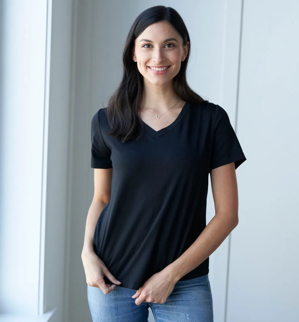 Threshold V-Neck T-Shirt Petite Fit - Onyx Black