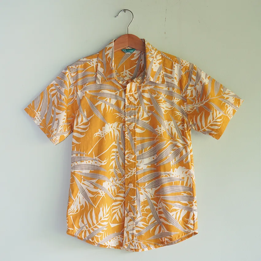 Turmeric Fawn Button Down Scrappy Shirt, 4 Sizes