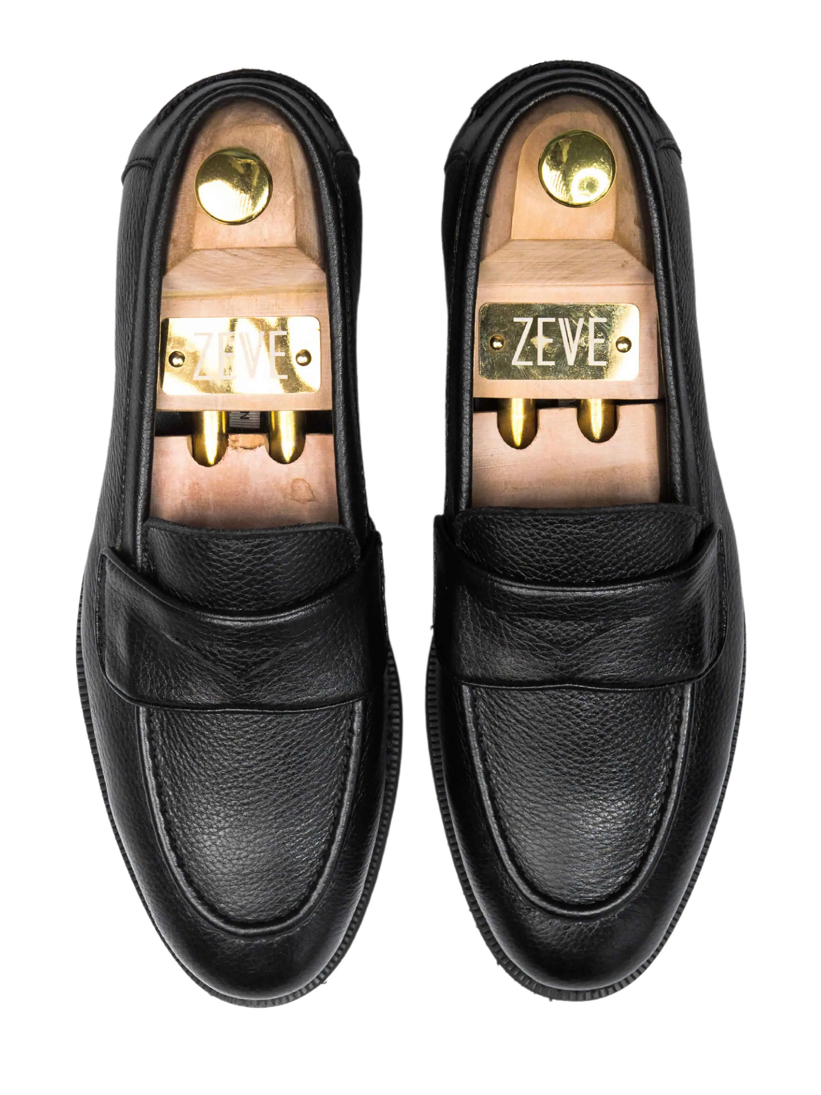 Wayne Penny Loafer - Black Pebble Grain Leather (Crepe Sole)