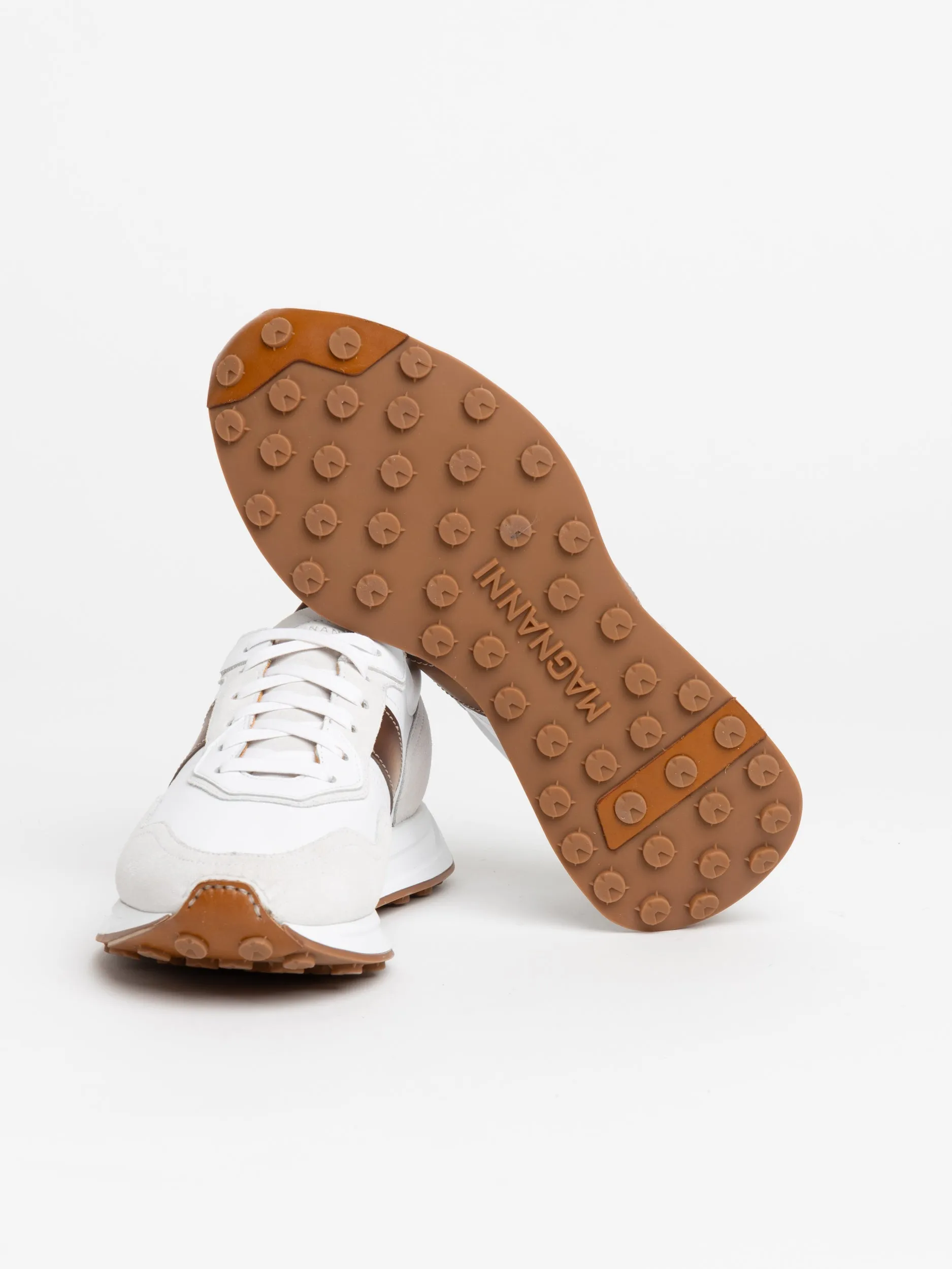 White/Brown Leather Romero Sneakers