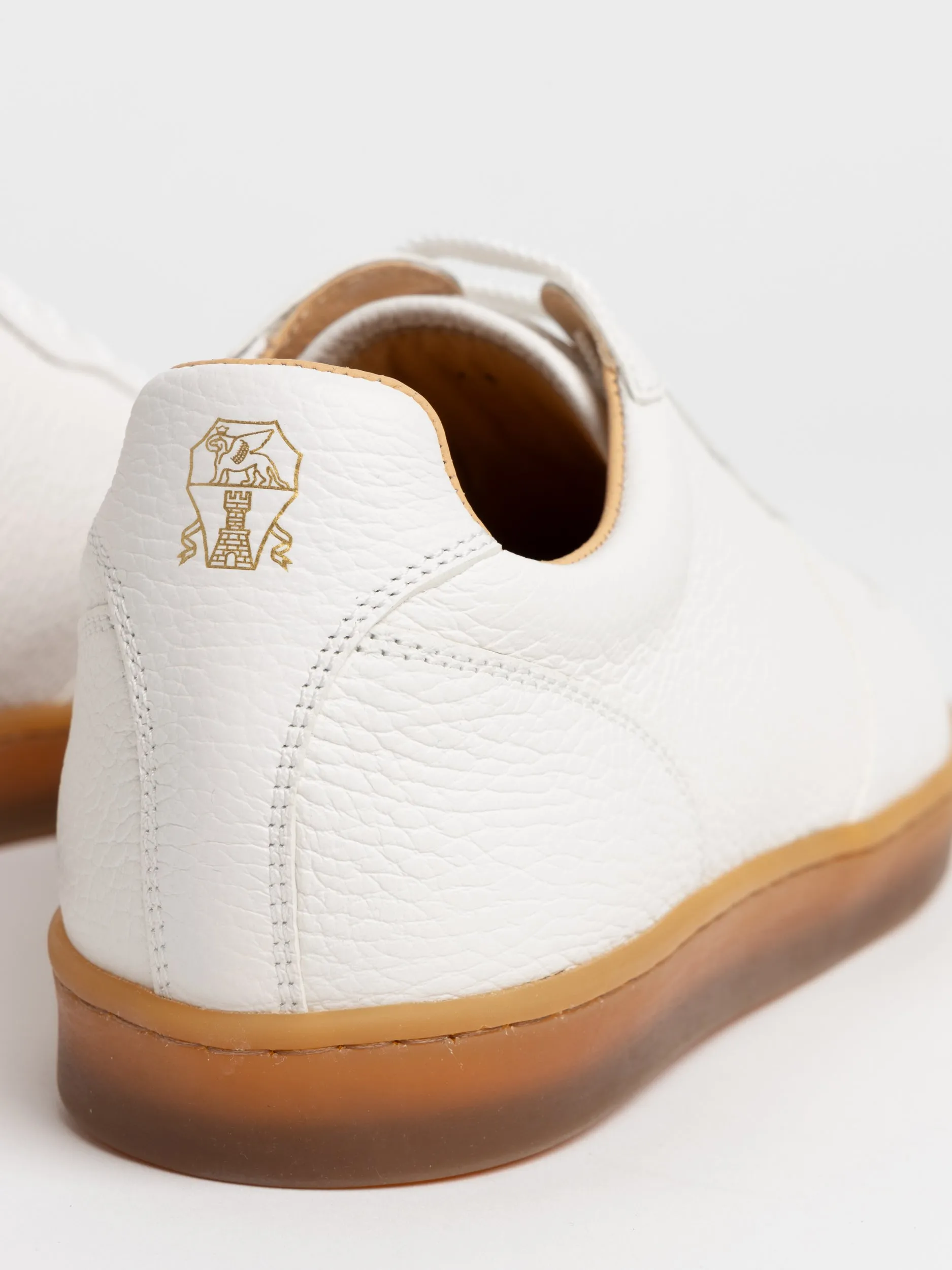 White/Tan Deerskin Sneakers