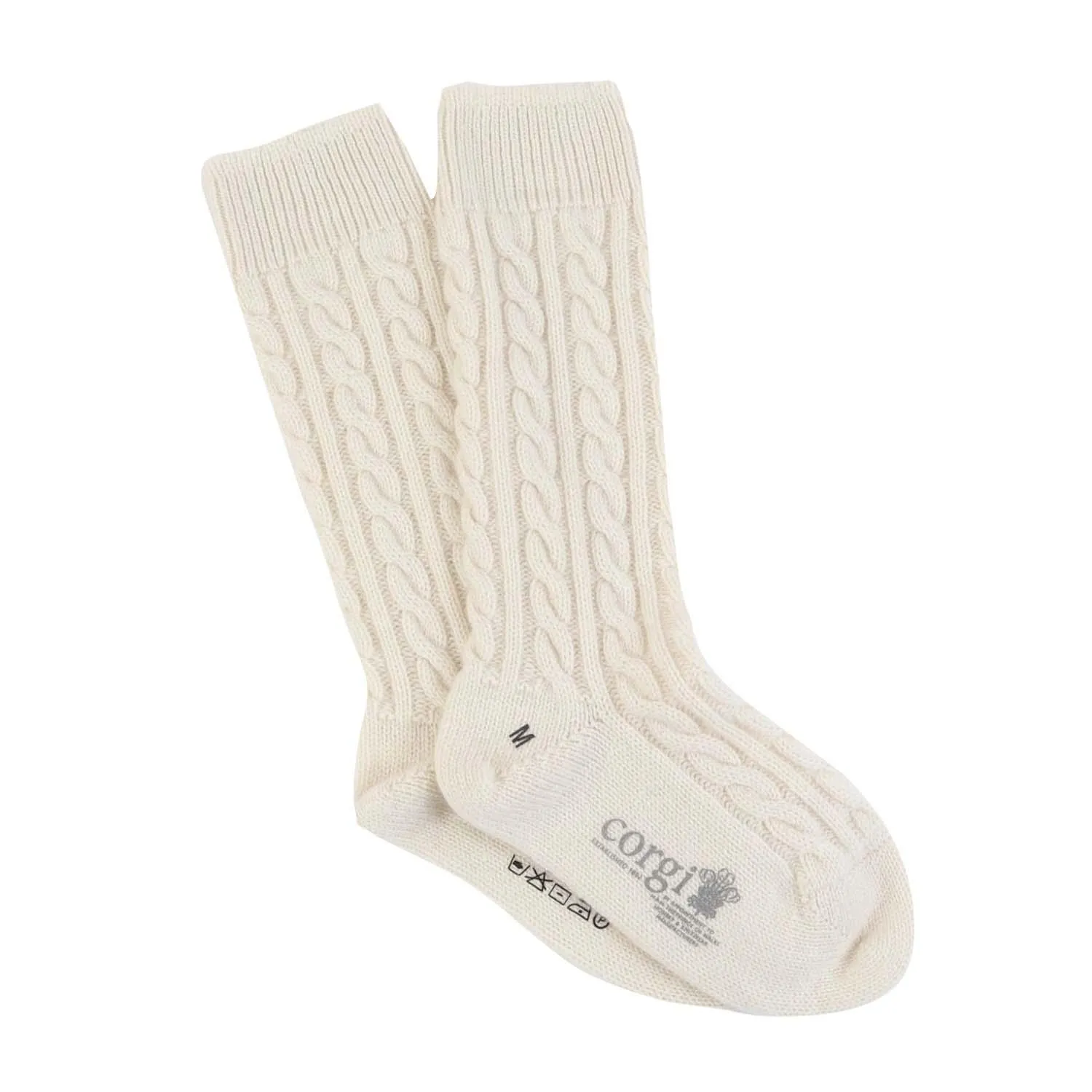 Women's Handmade 'Prince of Wales Cable' Cashmere Socks